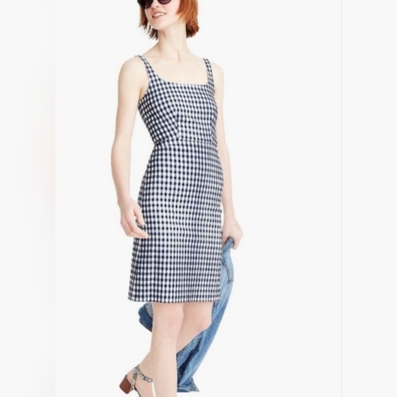 J. Crew Blue and White Checkered Mini Dress - Picture 8 of 9